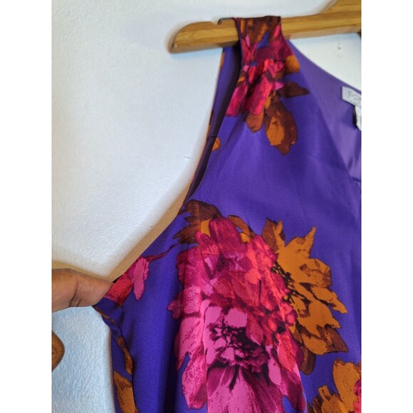 SOFIA VERGARA Sleeveless Pleated Dark Floral Midi Dress L 12/14 Boho Fairy Party - Picture 8 of 11